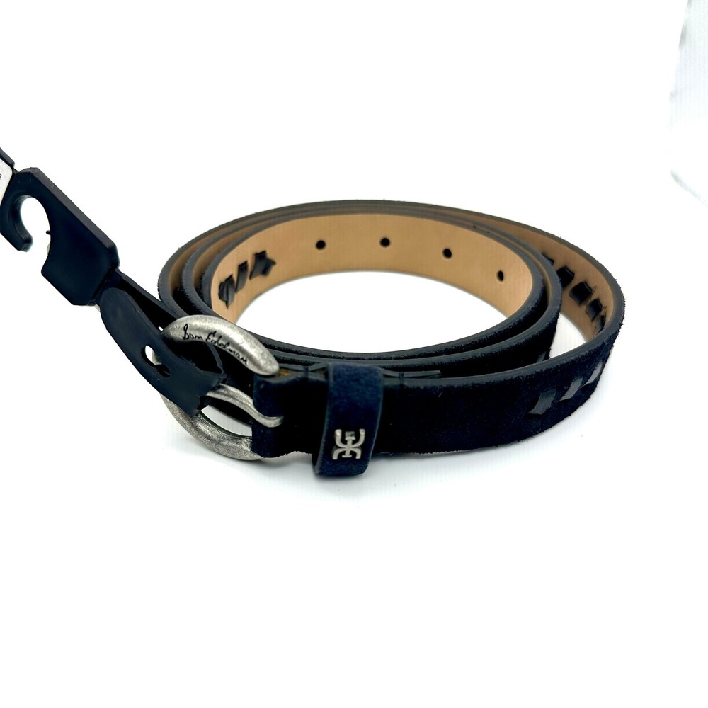 Sam Edelman Black Suede Whipstitch Belt Womens Medium Silver Buckle Boho NWT - Picture 3 of 9